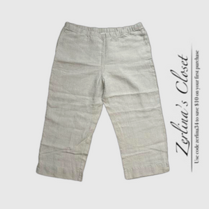 J. Jill Wide Leg Linen Pant Stretch Waist Oatmeal XL